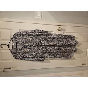 Westbound size large Women's Long Sleeve V-Neck Midi Dress with Abstract Print